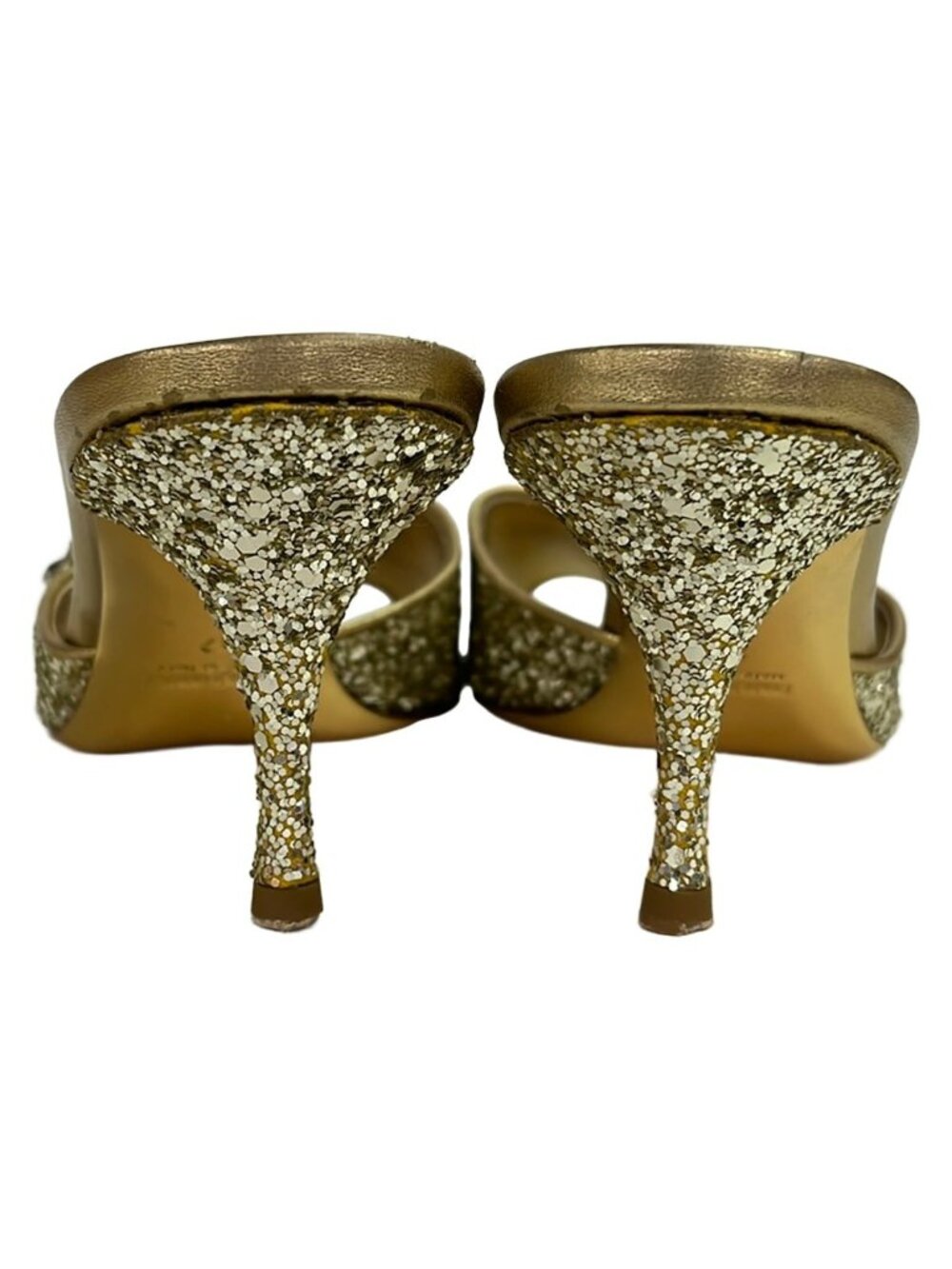 Miu Miu Mules Gold Clear Ribbon Bijou Glitter Leather - Picture 3 of 7